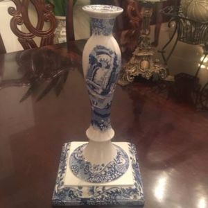 Spode Blue Italian Large Candlestick NWOT